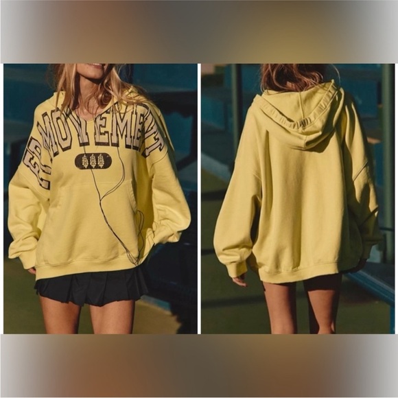 NWT Free People FP Movement Best Of Logo Hoodie - sour citrus combo - XS, Large - Picture 1 of 12